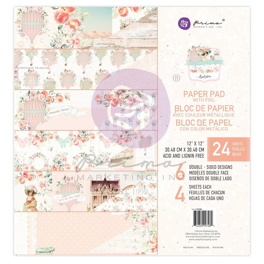 Prima Marketing Double-Sided Paper Pad 12"X12" - Peach Tea 1 Prima Marketing Double-Sided Paper Pad 12"X12" - Peach Tea