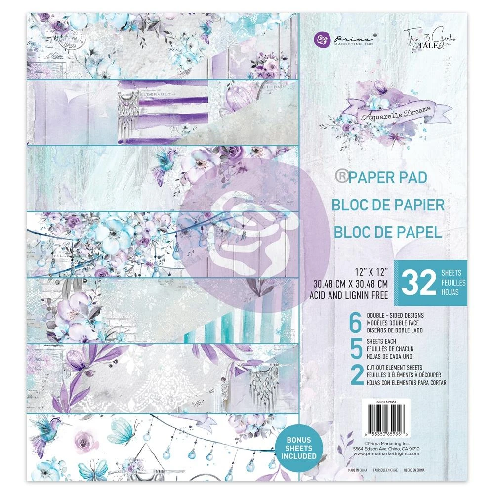 Prima Marketing - Aquarelle Dreams 12x12 Inch Paper Pad 1 Prima Marketing - Aquarelle Dreams 12x12 Inch Paper Pad