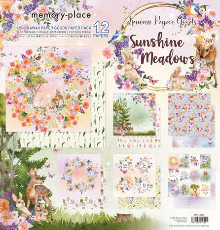 Memory Place - Kawaii Paper Goods Sunshine Meadows 12x12 Inch Paper Pack 1 Memory Place - Kawaii Paper Goods Sunshine Meadows 12x12 Inch Paper Pack