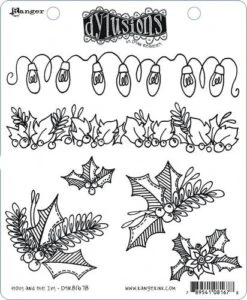 Ranger Dylusions Cling Stamp Set Christmas Holly And The Ivy