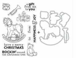 Hero Arts Clear Stamp & Die Combo - Merry Rockin' Horse Bundle