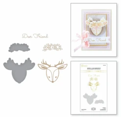 Spellbinders Deer Friend Glimmer Hot Foil Plate & Die Set From Sweet Cardlets II Collection By Becca Feeken