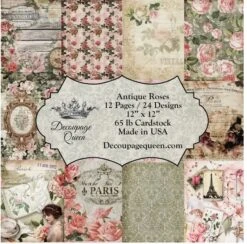 Decoupage Queen - Antique Roses Scrapbook Set - 12" X 12"