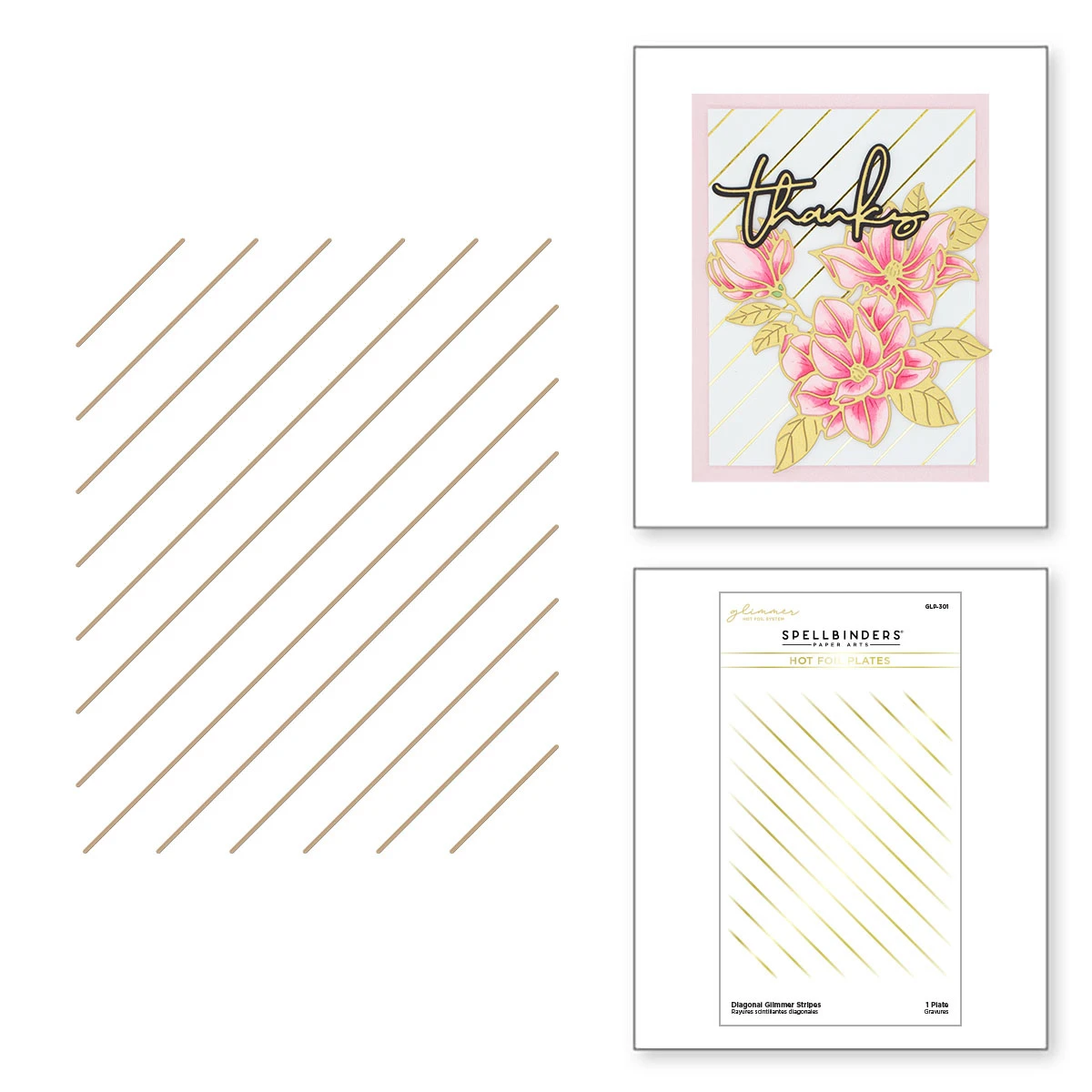 Spellbinders Diagonal Glimmer Stripes Glimmer Hot Foil Plate 1 Spellbinders Diagonal Glimmer Stripes Glimmer Hot Foil Plate