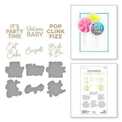 Spellbinders - It's My Party Glimmer Sentiments Hot Foil Plate & Die Set
